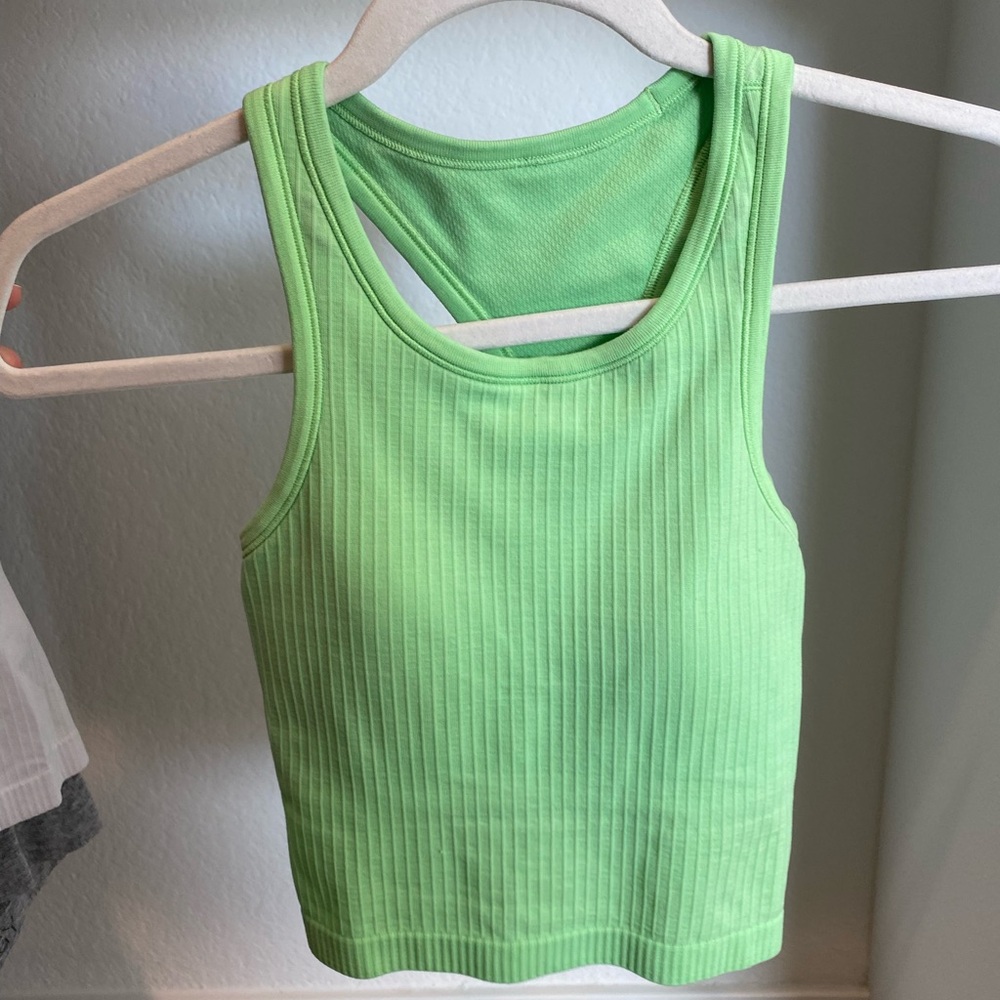 Lululemon Athletica Green Ribbed Sleeveless Crop Top